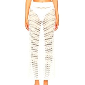 12th Tribe White Maxi Skirt With Attached Sequin Undergarment Size Large